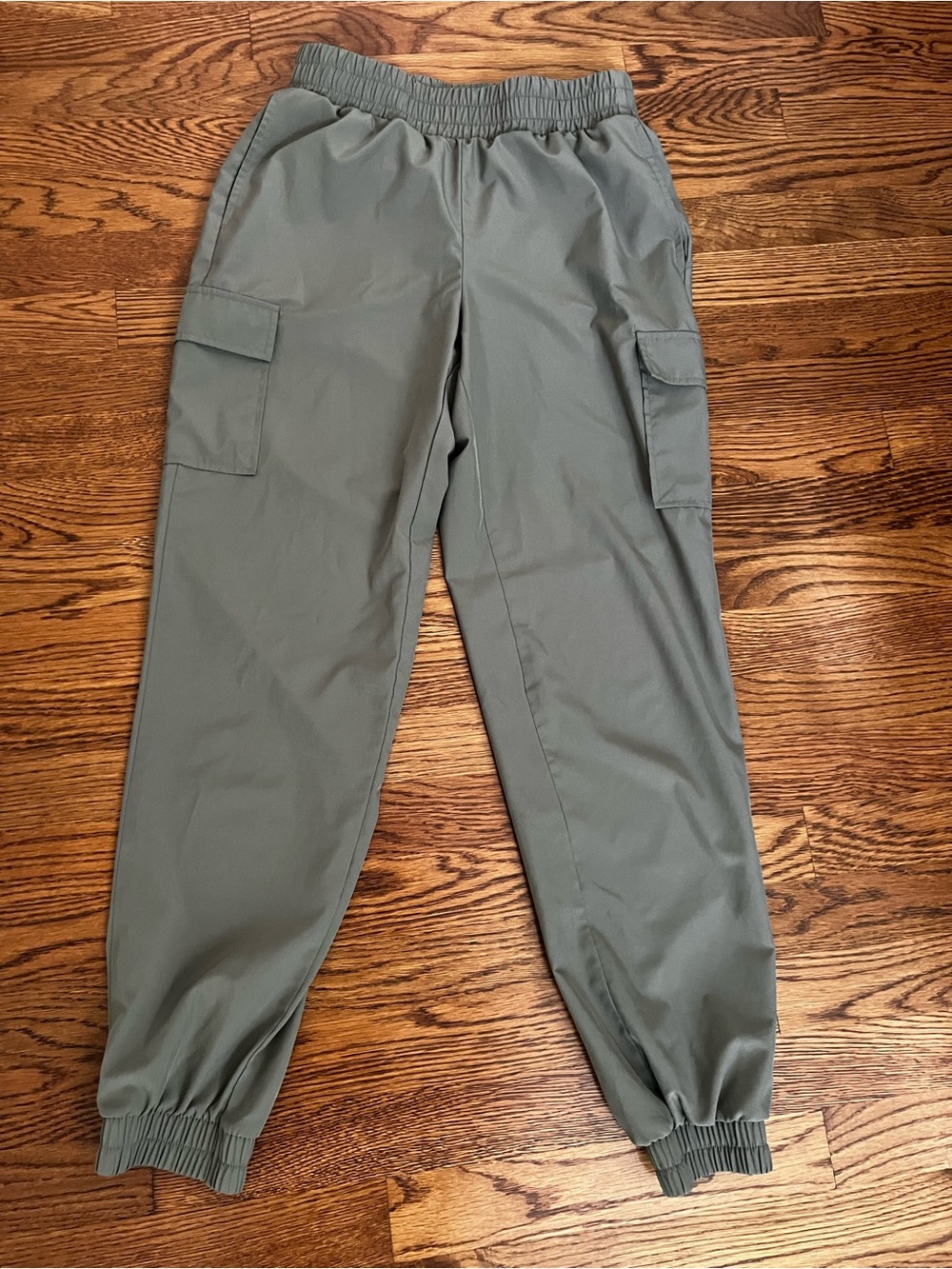 Pink Rose Olive Cargo Jogger Pants with Elastic Waist
